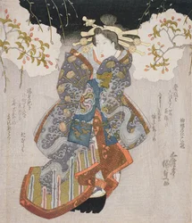 Iwai Kumesaburo II como una cortesana, c.1830